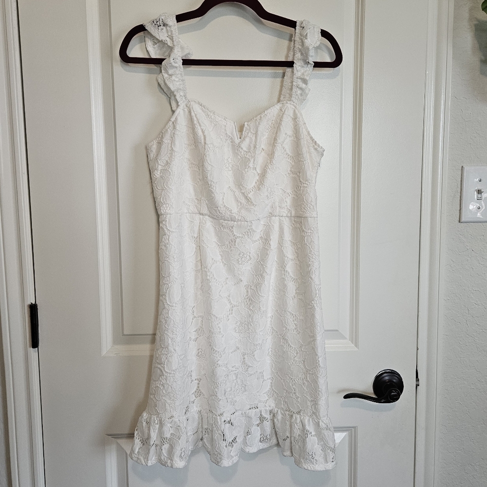 Wild Fable White Lace / Crochet Sleeveless Mini Dress Women's Size Medium